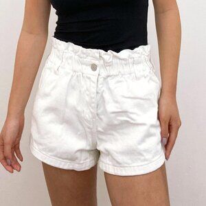 PacSun white denim shorts - paperbag mom fit